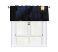 YYHWHJDE Short Curtains with Valance Rod 54x18in Night crow Picture for Kitchen, Bathroom, Laundry Room, Studio, Fits Most Standard or Decorative Curtain Rods