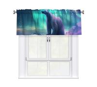 YYHWHJDE Short Curtains with Valance Rod 54x18in Northern Lights Polar Bear Prints for Kitchen, Bathroom, bedroom, Studio, Fits Most Standard or Decorative Curtain Rods