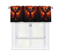 YYHWHJDE Short Curtains with Valance Rod 54x18in Orange Red Phoenix Prints for Kitchen, Bathroom, bedroom, Studio, Fits Most Standard or Decorative Curtain Rods