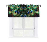 YYHWHJDE Short Curtains with Valance Rod 54x18in Peacock Feathers Picture for Kitchen, Bathroom, Laundry Room, Studio, Fits Most Standard or Decorative Curtain Rods