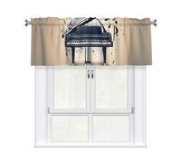 YYHWHJDE Short Curtains with Valance Rod 54x18in Piano Music Symbol Picture for Kitchen, Bathroom, Laundry Room, Studio, Fits Most Standard or Decorative Curtain Rods