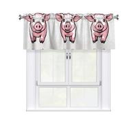 YYHWHJDE Short Curtains with Valance Rod 54x18in Pig Background Printing for Kitchen, Bathroom, Laundry Room, Studio, Fits Most Standard or Decorative Curtain Rods