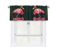 YYHWHJDE Short Curtains with Valance Rod 54x18in pink flamingo Picture for Kitchen, Bathroom, Laundry Room, Studio, Fits Most Standard or Decorative Curtain Rods