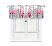 YYHWHJDE Short Curtains with Valance Rod 54x18in Pink Flamingo Prints for Kitchen, Bathroom, bedroom, Studio, Fits Most Standard or Decorative Curtain Rods