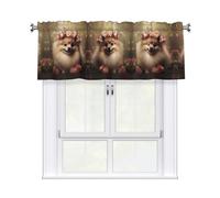 YYHWHJDE Short Curtains with Valance Rod 54x18in Pomeranian and flowers Picture for Kitchen, Bathroom, Laundry Room, Studio, Fits Most Standard or Decorative Curtain Rods