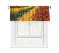 YYHWHJDE Short Curtains with Valance Rod 54x18in Poppies Field Yellow Brick Road Printing for Kitchen, Bathroom, Laundry Room, Studio, Fits Most Standard or Decorative Curtain Rods