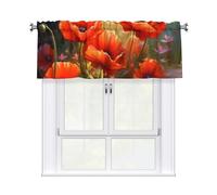 YYHWHJDE Short Curtains with Valance Rod 54x18in Poppies in Bloom Printing for Kitchen, Bathroom, Laundry Room, Studio, Fits Most Standard or Decorative Curtain Rods