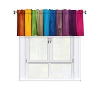 YYHWHJDE Short Curtains with Valance Rod 54x18in Rainbow Colored Wood Background Picture for Kitchen, Bathroom, Laundry Room, Studio, Fits Most Standard or Decorative Curtain Rods