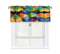YYHWHJDE Short Curtains with Valance Rod 54x18in Rainbow Fish Scale Prints for Kitchen, Bathroom, bedroom, Studio, Fits Most Standard or Decorative Curtain Rods