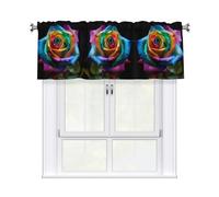 YYHWHJDE Short Curtains with Valance Rod 54x18in Rainbow Rose Picture for Kitchen, Bathroom, Laundry Room, Studio, Fits Most Standard or Decorative Curtain Rods