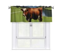 YYHWHJDE Short Curtains with Valance Rod 54x18in Real Swiss Cow Brown Picture for Kitchen, Bathroom, Laundry Room, Studio, Fits Most Standard or Decorative Curtain Rods