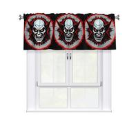 YYHWHJDE Short Curtains with Valance Rod 54x18in Red and Black Evil Ghost Printing for Kitchen, Bathroom, Laundry Room, Studio, Fits Most Standard or Decorative Curtain Rods