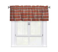 YYHWHJDE Short Curtains with Valance Rod 54x18in Red Brick Wall Texture Prints for Kitchen, Bathroom, bedroom, Studio, Fits Most Standard or Decorative Curtain Rods