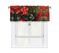 YYHWHJDE Short Curtains with Valance Rod 54x18in Red geraniums Prints for Kitchen, Bathroom, bedroom, Studio, Fits Most Standard or Decorative Curtain Rods