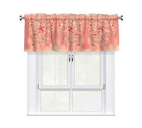 YYHWHJDE Short Curtains with Valance Rod 54x18in Red Heart Flowers Printing for Kitchen, Bathroom, Laundry Room, Studio, Fits Most Standard or Decorative Curtain Rods