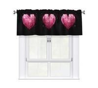 YYHWHJDE Short Curtains with Valance Rod 54x18in Red Heart Pink Glitter Picture for Kitchen, Bathroom, Laundry Room, Studio, Fits Most Standard or Decorative Curtain Rods