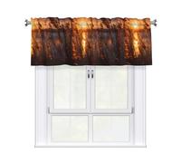 YYHWHJDE Short Curtains with Valance Rod 54x18in Reeds at sunset Pattern for Kitchen, Bathroom, bedroom, Studio, Fits Most Standard or Decorative Curtain Rods