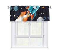 YYHWHJDE Short Curtains with Valance Rod 54x18in rocket clipart space ship Prints for Kitchen, Bathroom, bedroom, Studio, Fits Most Standard or Decorative Curtain Rods