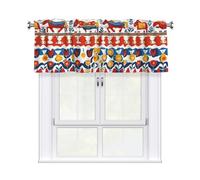 YYHWHJDE Short Curtains with Valance Rod 54x18in Runner Swedish Dala Horse Folk Prints for Kitchen, Bathroom, bedroom, Studio, Fits Most Standard or Decorative Curtain Rods