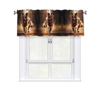 YYHWHJDE Short Curtains with Valance Rod 54x18in Running german shepherd dog Printing for Kitchen, Bathroom, Laundry Room, Studio, Fits Most Standard or Decorative Curtain Rods