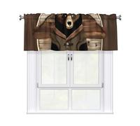 YYHWHJDE Short Curtains with Valance Rod 54x18in Rustic Lodge Bear Prints for Kitchen, Bathroom, bedroom, Studio, Fits Most Standard or Decorative Curtain Rods
