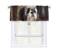 YYHWHJDE Short Curtains with Valance Rod 54x18in Shih Tzu Dog Prints for Kitchen, Bathroom, bedroom, Studio, Fits Most Standard or Decorative Curtain Rods