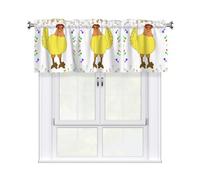 YYHWHJDE Short Curtains with Valance Rod 54x18in singing hen Printing for Kitchen, Bathroom, Laundry Room, Studio, Fits Most Standard or Decorative Curtain Rods