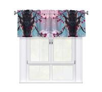 YYHWHJDE Short Curtains with Valance Rod 54x18in Small pink flowers Printing for Kitchen, Bathroom, Laundry Room, Studio, Fits Most Standard or Decorative Curtain Rods