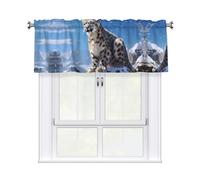 YYHWHJDE Short Curtains with Valance Rod 54x18in Snow Leopard Printing for Kitchen, Bathroom, Laundry Room, Studio, Fits Most Standard or Decorative Curtain Rods