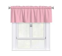 YYHWHJDE Short Curtains with Valance Rod 54x18in Solid color pink Prints for Kitchen, Bathroom, bedroom, Studio, Fits Most Standard or Decorative Curtain Rods