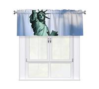 YYHWHJDE Short Curtains with Valance Rod 54x18in Statue of Liberty in NYC Printing for Kitchen, Bathroom, Laundry Room, Studio, Fits Most Standard or Decorative Curtain Rods