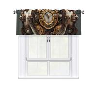 YYHWHJDE Short Curtains with Valance Rod 54x18in Steampunk Clock Prints for Kitchen, Bathroom, bedroom, Studio, Fits Most Standard or Decorative Curtain Rods