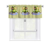 YYHWHJDE Short Curtains with Valance Rod 54x18in The funny frog doing yoga Prints for Kitchen, Bathroom, bedroom, Studio, Fits Most Standard or Decorative Curtain Rods