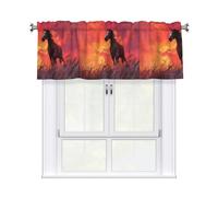 YYHWHJDE Short Curtains with Valance Rod 54x18in The horse at sunset Pattern for Kitchen, Bathroom, bedroom, Studio, Fits Most Standard or Decorative Curtain Rods
