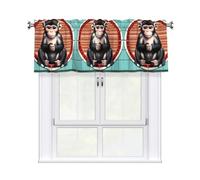 YYHWHJDE Short Curtains with Valance Rod 54x18in The silent monkey Prints for Kitchen, Bathroom, bedroom, Studio, Fits Most Standard or Decorative Curtain Rods