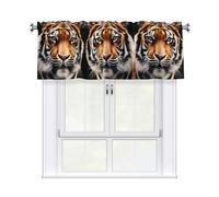 YYHWHJDE Short Curtains with Valance Rod 54x18in Tiger Face Printing for Kitchen, Bathroom, Laundry Room, Studio, Fits Most Standard or Decorative Curtain Rods