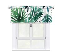 YYHWHJDE Short Curtains with Valance Rod 54x18in Tropical Palm Tree Leaves Watercolor Printing for Kitchen, Bathroom, Laundry Room, Studio, Fits Most Standard or Decorative Curtain Rods