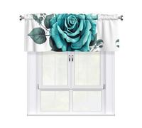 YYHWHJDE Short Curtains with Valance Rod 54x18in turquoise grey rose Printing for Kitchen, Bathroom, Laundry Room, Studio, Fits Most Standard or Decorative Curtain Rods