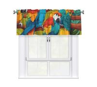 YYHWHJDE Short Curtains with Valance Rod 54x18in Two Colored Parrots Printing for Kitchen, Bathroom, Laundry Room, Studio, Fits Most Standard or Decorative Curtain Rods