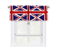 YYHWHJDE Short Curtains with Valance Rod 54x18in UK Flag Prints for Kitchen, Bathroom, bedroom, Studio, Fits Most Standard or Decorative Curtain Rods