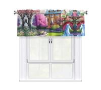 YYHWHJDE Short Curtains with Valance Rod 54x18in Unicorn Fairy Tale Picture for Kitchen, Bathroom, Laundry Room, Studio, Fits Most Standard or Decorative Curtain Rods