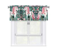 YYHWHJDE Short Curtains with Valance Rod 54x18in Unicorn with pink hair Prints for Kitchen, Bathroom, bedroom, Studio, Fits Most Standard or Decorative Curtain Rods