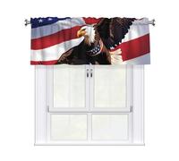 YYHWHJDE Short Curtains with Valance Rod 54x18in USA Patriotic Eagle with American Flag Prints for Kitchen, Bathroom, bedroom, Studio, Fits Most Standard or Decorative Curtain Rods