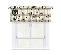 YYHWHJDE Short Curtains with Valance Rod 54x18in Vintage Music Note Art Printing for Kitchen, Bathroom, Laundry Room, Studio, Fits Most Standard or Decorative Curtain Rods