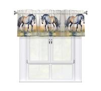 YYHWHJDE Short Curtains with Valance Rod 54x18in Watercolor Horse Picture for Kitchen, Bathroom, Laundry Room, Studio, Fits Most Standard or Decorative Curtain Rods