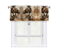 YYHWHJDE Short Curtains with Valance Rod 54x18in Western Horse Prints for Kitchen, Bathroom, bedroom, Studio, Fits Most Standard or Decorative Curtain Rods