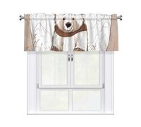 YYHWHJDE Short Curtains with Valance Rod 54x18in White bear brown bear Printing for Kitchen, Bathroom, Laundry Room, Studio, Fits Most Standard or Decorative Curtain Rods