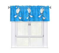 YYHWHJDE Short Curtains with Valance Rod 54x18in White Goose House Printing for Kitchen, Bathroom, Laundry Room, Studio, Fits Most Standard or Decorative Curtain Rods