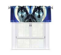 YYHWHJDE Short Curtains with Valance Rod 54x18in wolf under moon Prints for Kitchen, Bathroom, bedroom, Studio, Fits Most Standard or Decorative Curtain Rods