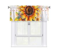 YYHWHJDE Short Curtains with Valance Rod 54x18in Yellow Sunflower in Oil Printing for Kitchen, Bathroom, Laundry Room, Studio, Fits Most Standard or Decorative Curtain Rods